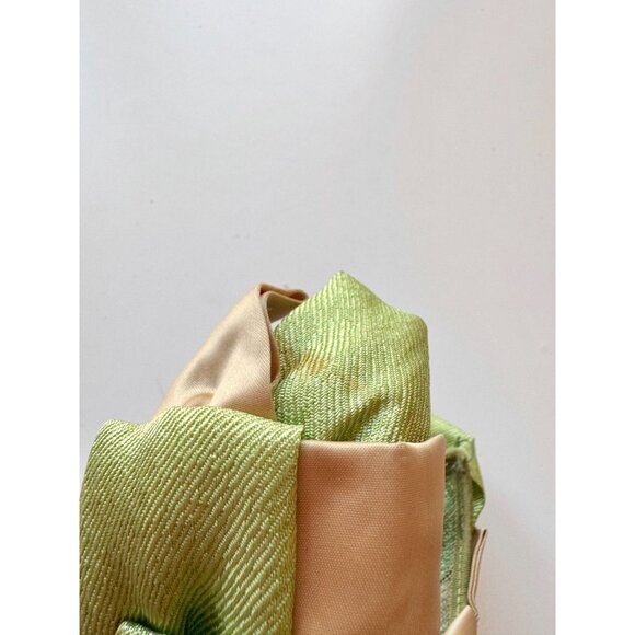Vintage Green Straw Champagne Satin Ribbon Headband - Picture 11 of 13